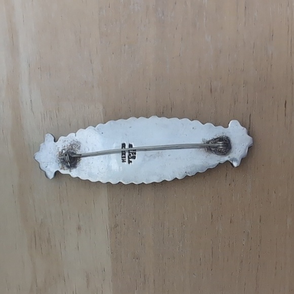 Large Onyx Sterling Silver Oblong Pin Brooch - Picture 5 of 6